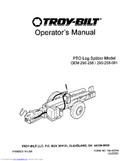 Troy-Bilt 290-258-081 Operator's Manual