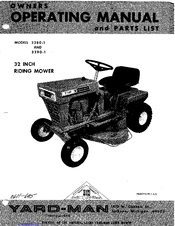 Yard-Man 3390-1 Owners Operating Manual And Parts List