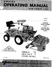 Yard-Man 3160-5 Owners Operating Manual And Parts List