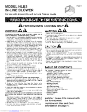 Broan HLB3 Instructions Manual
