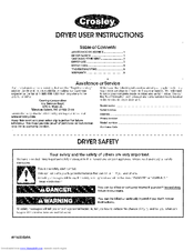 Crosley Dryer User Instructions