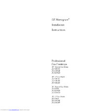 GE Monogram ZGU3GNG Installation Instructions Manual