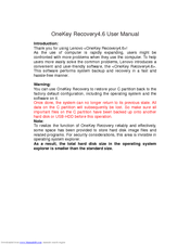 Lenovo OneKey Recovery4.65 User Manual