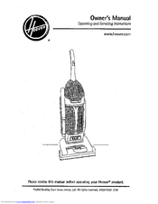 Hoover UH40125 - WindTunnel Bagless Upright Vacuum Owner's Manual