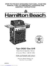 Hamilton Beach OG02 Assembly & Operation Manual