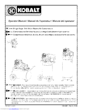 Kobalt Air compressor Operator's Manual