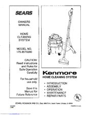 Kenmore 175.8579280 Owner's Manual