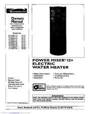 Kenmore Power Miser 12+ Owner's Manual