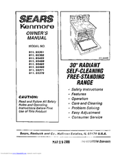 Kenmore 911.95469 Owner's Manual
