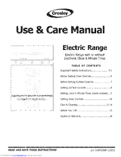 CROSLEY CRE3510LWB Use & Care Manual