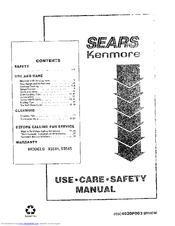 Kenmore 93545 Use, Care, Safety Manual