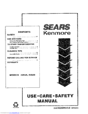Kenmore 43645 Use Use, Care, Safety Manual