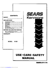 Kenmore 61091 Use Use, Care, Safety Manual