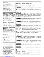 FRIGIDAIRE FWX221AS2 Important s Manual