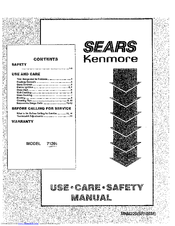 Kenmore 71291 Use Use, Care, Safety Manual