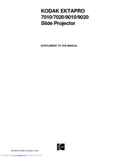 Kodak EKTAPRO 9010 Supplement To The Owner's Manual
