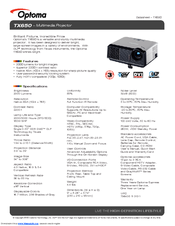 Optoma TX650 Datasheet