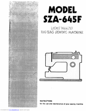 PFAFF SZA-645F Instructions Manual