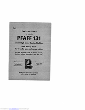 PFAFF 131 Instructions Manual