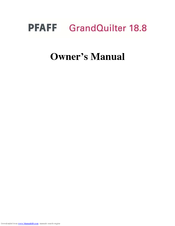 PFAFF GrandQuilter 18.8 Owner's Manual