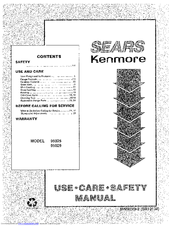 Kenmore 95925 Use, Care, Safety Manual