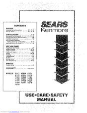 Kenmore 71228 Use Use, Care, Safety Manual