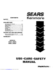 Kenmore 93521 Use Use, Care, Safety Manual