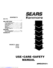Kenmore 91125 Use Use, Care, Safety Manual