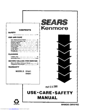 Kenmore Sears 91441 Use, Care, Safety Manual