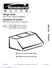 Kenmore 233.51363200 Use & Care / Installation Manual
