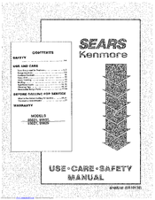 Kenmore 93821 Use Use, Care, Safety Manual