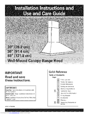 KitchenAid KWCU265HSS1 Installation Instructions And Use And Care Manual