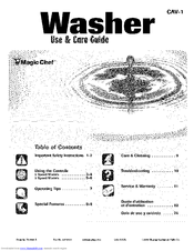 Magic Chef CAV-1 Use & Care Manual