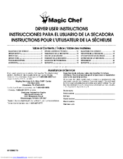 Magic Chef YHED4400TQ0 User Instructions