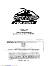 Masters of motion Fun Kart Owner's/ Owner's/Operator's Manual