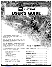 Maytag SDE405DAYW User Manual