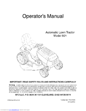 MTD 601 Series Operator's Manual