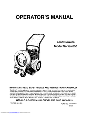 Mtd 650 Series Operator's Manual