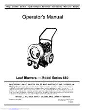 Mtd 650 Series Operator's Manual