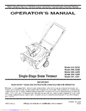 MTD 240 Series Operator's Manual