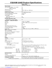 Toshiba Equium 5200D Specification Sheet