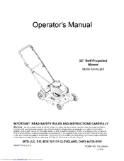 MTD 12A-289W722 Operator's Manual