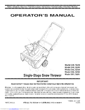 MTD 240 Series Operator's Manual