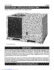 Nordyne P6SD-X60 User's Manual & Installation Instructions