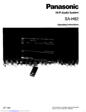 Panasonic SA-H82 Operating Instructions Manual
