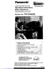 Panasonic Omnivision PV-V4523S Operating Instructions Manual