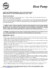 Payne PH10JA018000 User's Information Manual