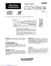 Pioneer LaserDisc CLD-D604 Operating Instructions Manual