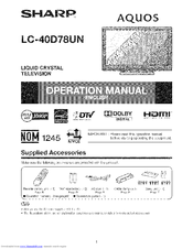 SHARP Aquos LC-40D78UN Operation Manual