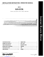 SHARP KB-0333K Installation Instructions & Operating Manual